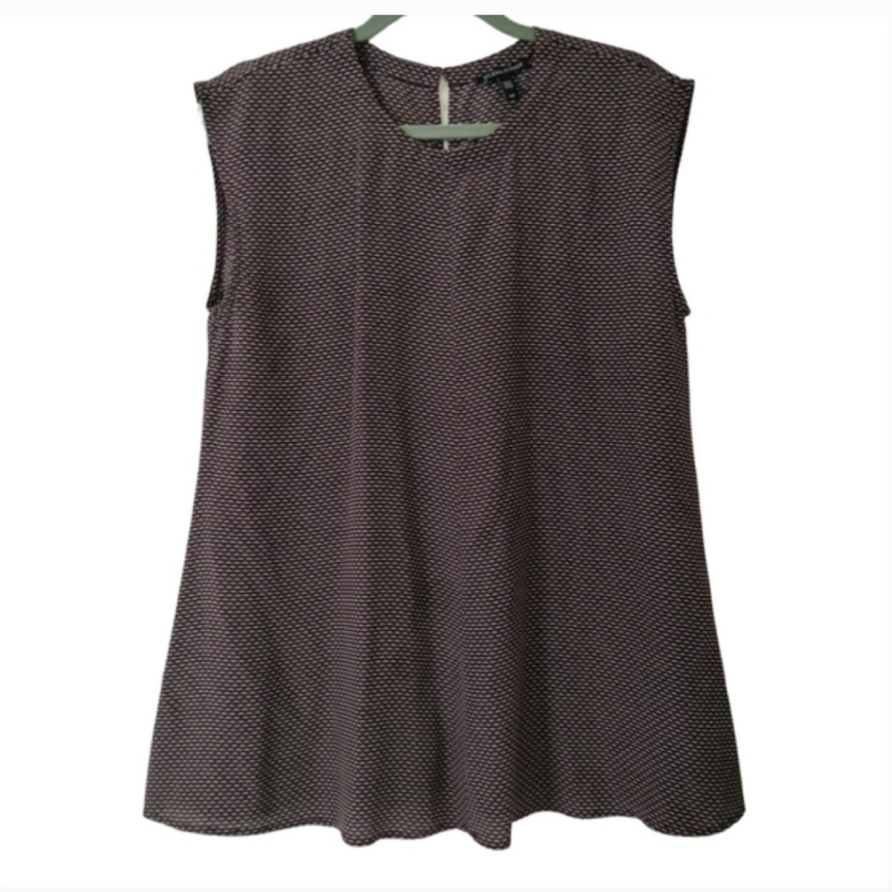 Eileen Fisher Silk Maroon Patterned Sleeveless Blouse - Petite 2/4